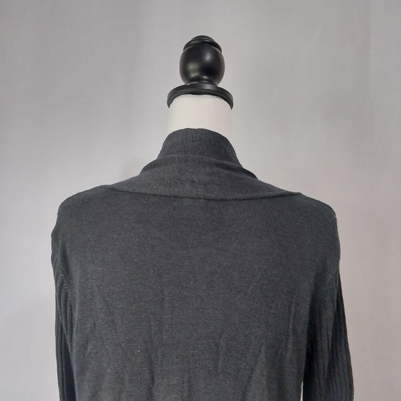 Old Navy Black Open Front Button Lock Ribbed Asymmetric Long Sleeve Card… - Picture 8 of 11
